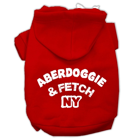 Aberdoggie NY Screenprint Pet Hoodies Red Size XS